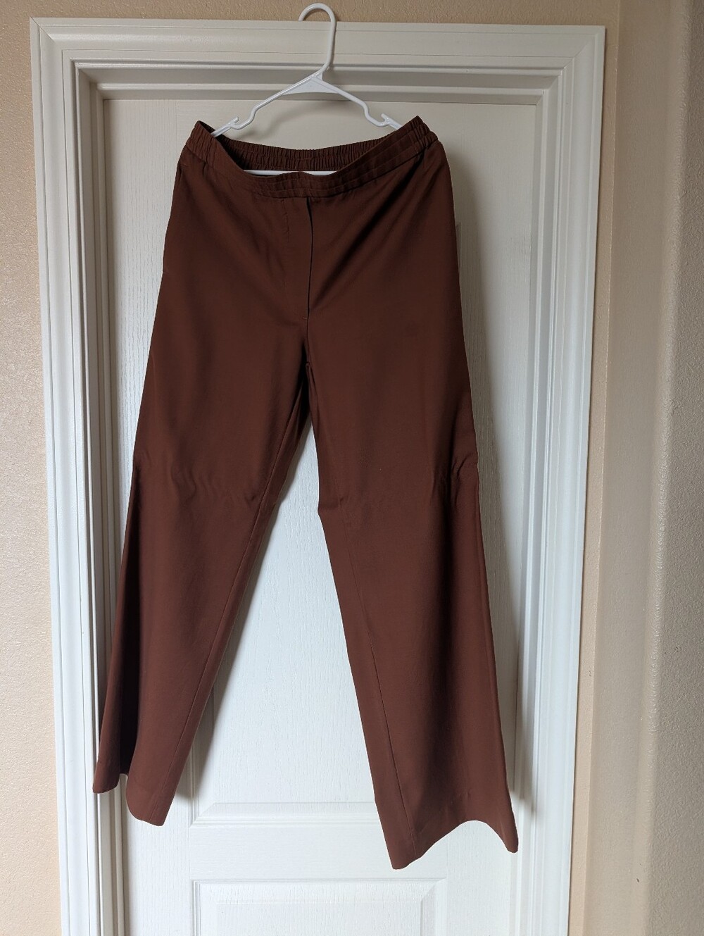 COS 100% Wool Tailored Elastic Waist Wide Leg Trousers Pants Brown US 10